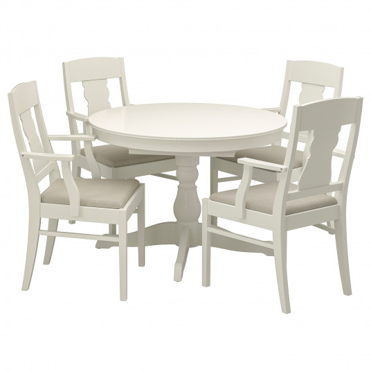 Ikea Ingatorp Ingatorp Masa 4 Scaune Alb 110 155 Cm
