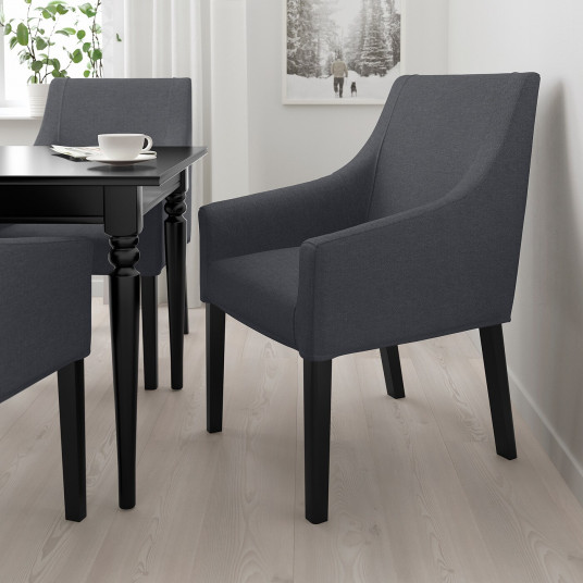 ikea ingatorp sakarias masa 4 scaune negru sporda gri inchis