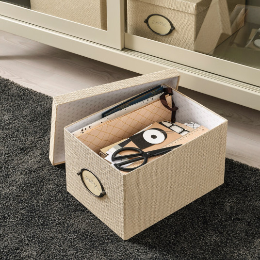 Ikea Kvarnvik Cutie Cu Capac Bej 25x35x20 Cm