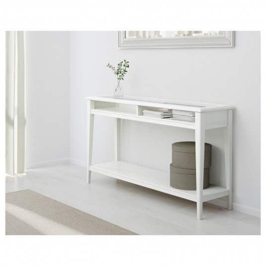 Ikea Liatorp Masa Auxiliara Alb Sticla 133x37 Cm