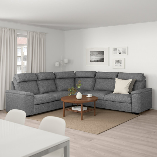 Ikea Lidhult Coltar Extensibil 5 Locuri Lejde Gri Negru