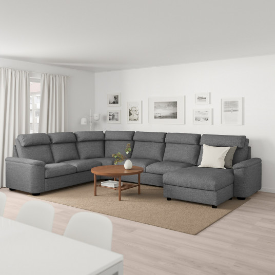 Ikea Lidhult Coltar Extensibil 6 Locuri Cu Tezlong Lejde Gri Negru