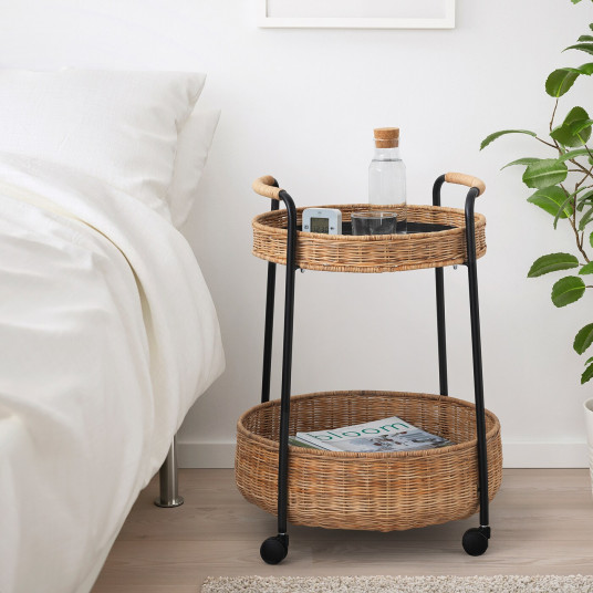 Ikea Lubban Masa Carucior Cu Depozitare Ratan Antracit