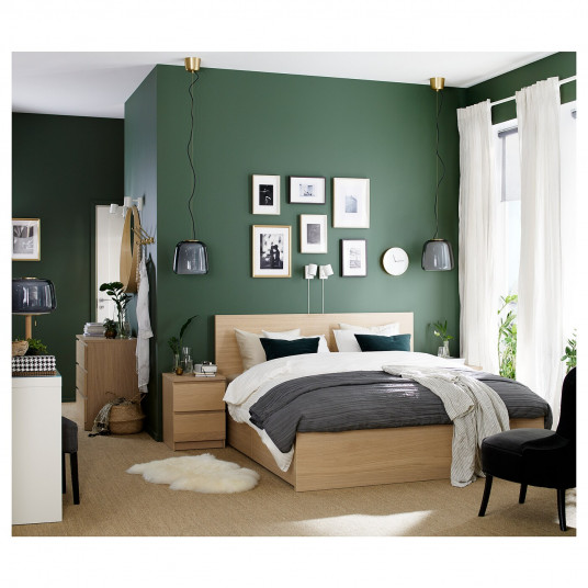Ikea Malm Cadru Pat Inalt 4 Cutii Depozitare Furnir Stejar Alb Luroy 160x200 Cm