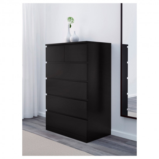 Ikea Malm Comoda 6 Sertare Negru Maro