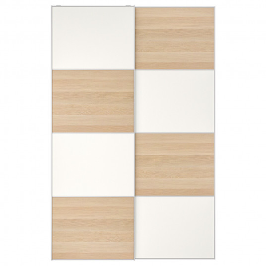 Ikea Mehamn Set Usi Glisante Aspect Stejar Antichizat Alb