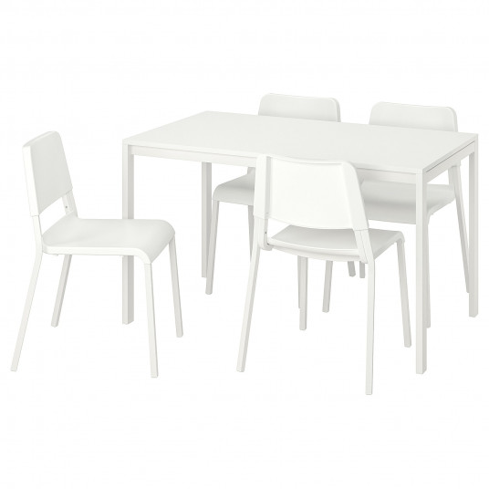 Ikea Melltorp Teodores Masa 4 Scaune Alb 125 Cm