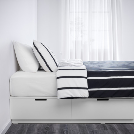 Ikea Nordli Cadru Pat Cu Depozitare Alb 140x200 Cm
