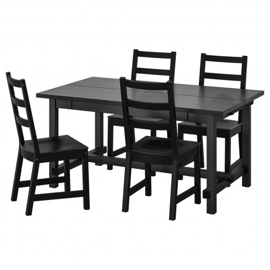 Ikea Nordviken Nordviken Masa 4 Scaune Negru Negru 152 223x95 Cm