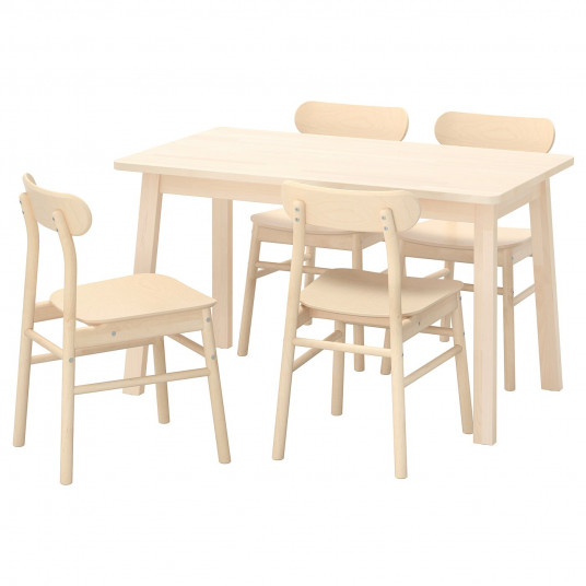Ikea Norraker Ronninge Masa 4 Scaune Mesteacan Mesteacan 125x74 Cm