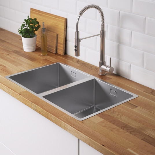 ikea norrsjon vstroennaya rakovina 2 vanny nerzhaveyushaya stal 73x44 sm