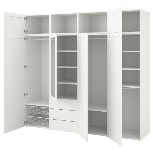 Ikea Platsa Dulap Cu 7 Usi 3 Sertare Alb Sannidal Ridabu