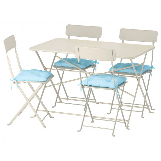 Ikea Saltholmen Masa 4 Scaune Pliante Exterior Bej Kuddarna