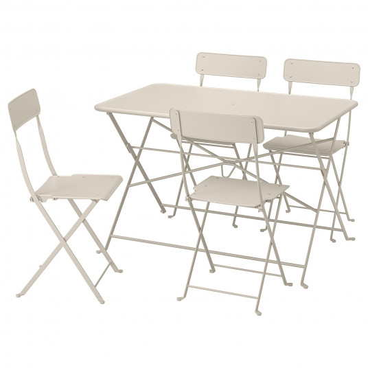Ikea Saltholmen Masa 4 Scaune Pliante Exterior Bej