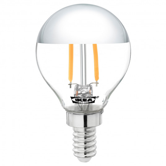 Ikea Sillbo Bec Led E14 140 Lumeni Glob Argintiu Cu Aspect Oglinda 45 Mm
