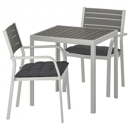Ikea Tarno Masa 2 Scaune Exterior Negru Acacia Otel Vopsit Gri Maro