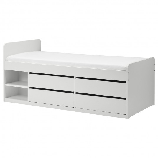 Ikea Slakt Cadru Pat Depozitare Somiera Alb 90x200 Cm