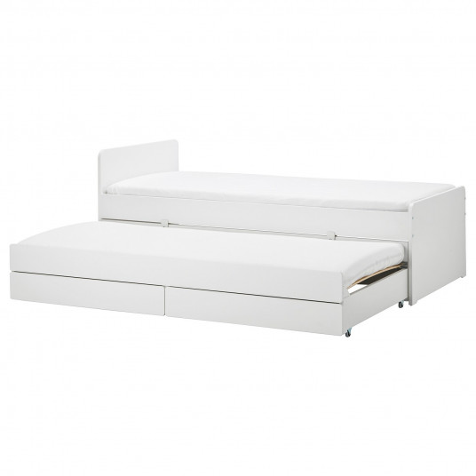 Ikea Slakt Cadru Pat Depozitare Alb 90x200 Cm