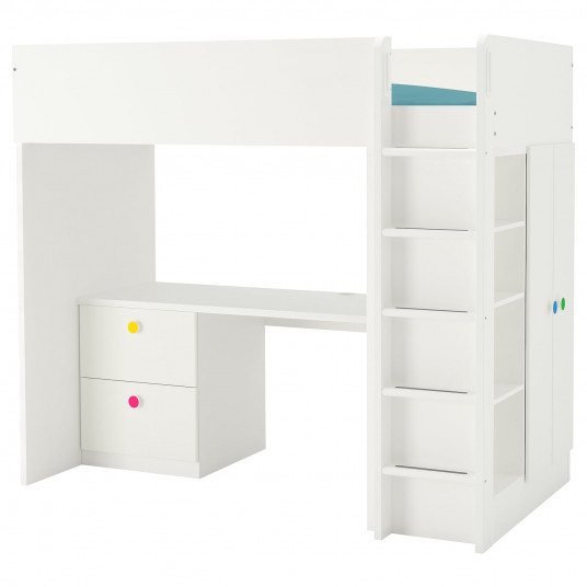 Ikea Stuva Folja Pat Supraetajat Cu 2sertare 2 Uti Alb 90x200 Cm