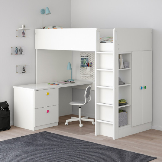 Ikea Stuva Folja Pat Supraetajat Cu 2sertare 2 Uti Alb 90x200 Cm