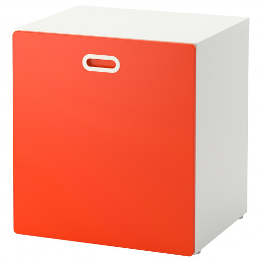 ikea stuva fritids yashik dlya hraneniya igrushek na kolesikah belyj krasnyj 60x50x64 sm