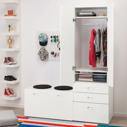 Ikea Stuva Fritids Dulap De Haine Banca Depozitare Alb Alb 150x50x192 Cm