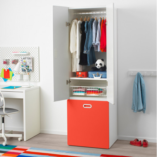 Ikea Stuva Fritids Dulap De Haine Depozitare Jucarii Alb Rosu 60x50x192 Cm