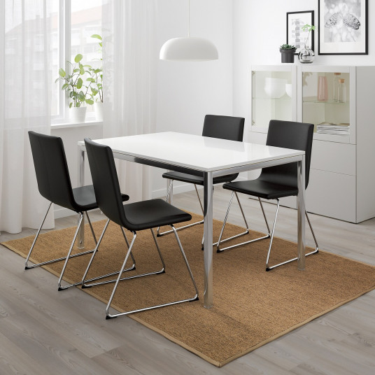 Ikea Torsby Masa Cromat Lucios Alb 135x85 Cm