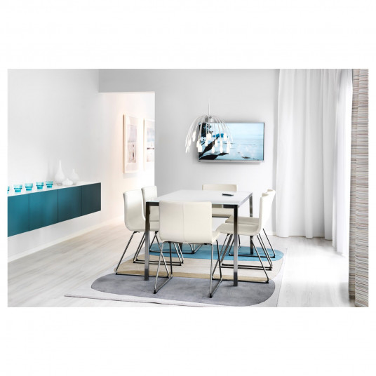 Ikea Torsby Masa Cromat Sticla Alb 135x85 Cm