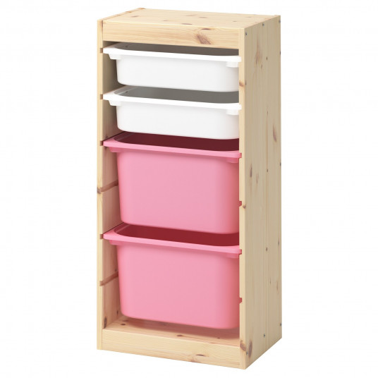 Ikea Trofast Ansamblu Depozitare Cutie Pin Vopsit Alb Alb Roz