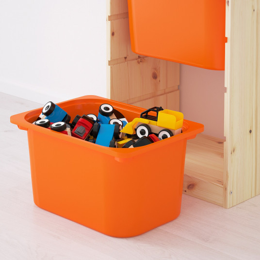 Ikea Trofast Ansamblu Depozitare Cutie Pin Vopsit Alb Portocaliu Galben 44x30x91 Cm