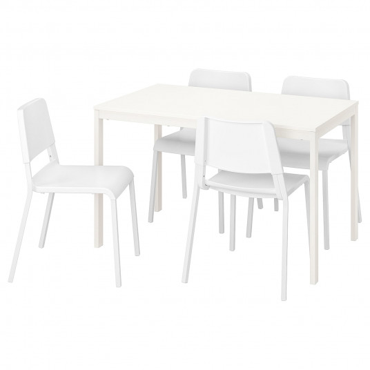 Ikea Vangsta Teodores Masa 4 Scaune Alb Alb 120 180 Cm
