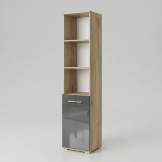 Raft Grand 62 Hoff, 40×36×175,5 cm, cu usa, MDF, Gri cobalt, Lucios