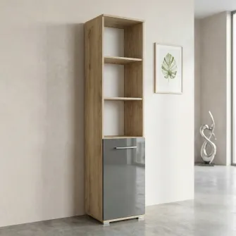 Raft Grand 62 Hoff, 40×36×175,5 cm, cu usa, MDF, Gri cobalt, Lucios