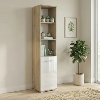 Raft Grand 83 Hoff, 40×36×175,5 cm, cu usa, MDF, Alb Lucios