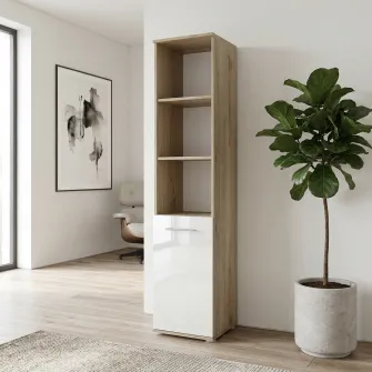 Raft Grand 83 Hoff, 40×36×175,5 cm, cu usa, MDF, Alb Lucios