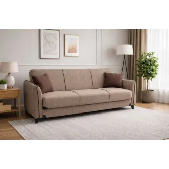 Canapea extensibila cu lada depozitare Fellis, 215 x 80 x 80 cm, Maro