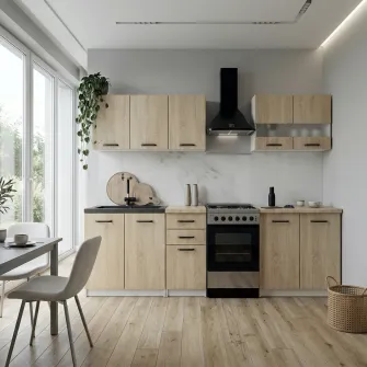 Bucatarie 4home Anita 2 m, stejar sonoma + servicii de modelare si vizualizare CADOU