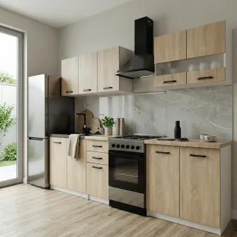 Bucatarie 4home Anita 2 m, stejar sonoma + servicii de modelare si vizualizare CADOU