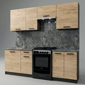Bucatarie 4home Lavanda 2.2 m, stejar craft auriu + servicii de modelare si vizualizare CADOU