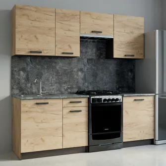 Bucatarie 4home Lavanda 2.2 m, stejar craft auriu + servicii de modelare si vizualizare CADOU