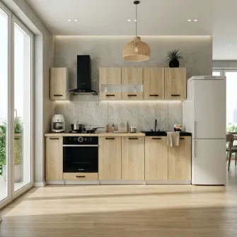 Bucatarie 4home Selin 1.9 m, stejar sonoma + servicii de modelare si vizualizare CADOU