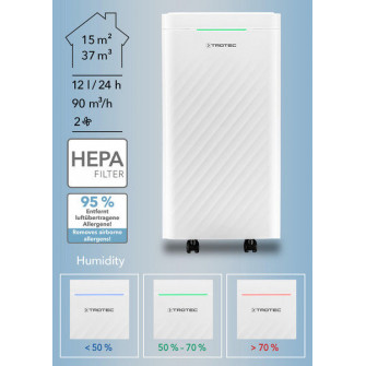Dezumidificator Trotec TTK27HEPA, 12 litri/zi, 15 m.p.