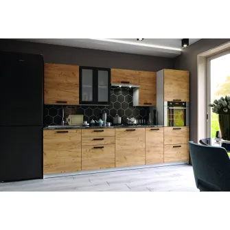 Bucatarie 4home Dacota 2.8 m, stejar craft auriu + servicii de modelare si vizualizare CADOU
