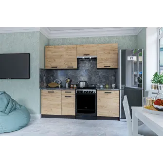 Bucatarie 4home Lavanda 2.2 m, stejar craft auriu + servicii de modelare si vizualizare CADOU