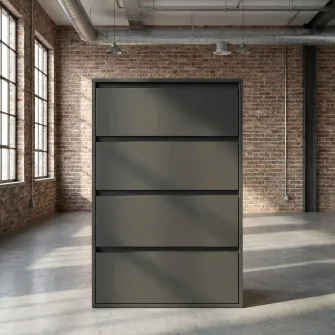 Comoda 4home Ideea K, 60x100x42 cm, 4 sertare, Gri Grafit/Gri Grafit