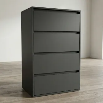 Comoda 4home Ideea K, 60x100x42 cm, 4 sertare, Gri Grafit/Gri Grafit