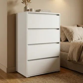 Comoda 4home Ideea K, 60x100x42 cm, 4 sertare, Nimfea Alba/Nimfea Alba