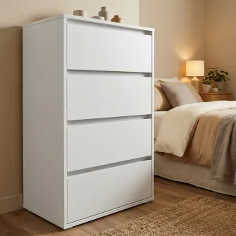 Comoda 4home Ideea K, 60x100x42 cm, 4 sertare, Nimfea Alba/Nimfea Alba