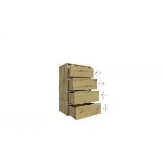 Comoda 4home Ideea K, 60x100x42 cm, 4 sertare, Stejar Kraft Gri/Satin